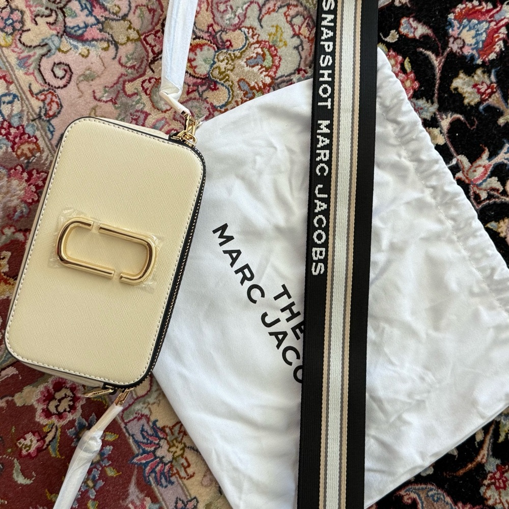 Marc Jacobs Ivory Crossbody Bag with Gold Accents